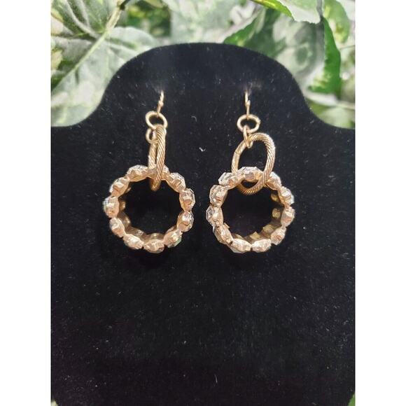 Traci Lynn Women's Gold Hoop with Crystal Rhinestone Earrings Set - Picture 7 of 7